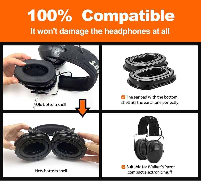 PROHEAR Upgraded Gel Ear Pads for Walker's Razor Compact Electronic Youth Women's Muffs, Comfortable and Soft Replacement Gel Ear Cups with Sealed Bottom Shell - Image 3